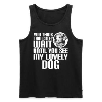 YOU THINK I AM CUTE? LOVELY DOG - Männer Premium Bio Tank Top - Schwarz - Vorne - AI Model Male 178 light (178cm)