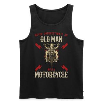 Old Man Motorcyclist Motorcycle Retired Biker - Men's Premium Organic Tank Top - black - Front - AI Model Male 178 light (178cm)