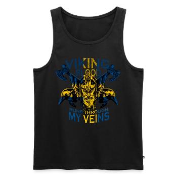 Wikinger Blut fließt in schwedischen Adern Schwede - Männer Premium Bio Tank Top - Schwarz - Vorne - AI Model Male 178 light (178cm)
