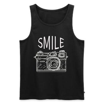 Smile Fotoapparat Lustig Geschenkidee - Männer Premium Bio Tank Top - Schwarz - Vorne - Michal (187cm)