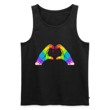 LGBT CSD Christopher Streetday Regenbogen Herz - Männer Premium Bio Tank Top - Schwarz - Vorne - AI Model Male 178 light (178cm)