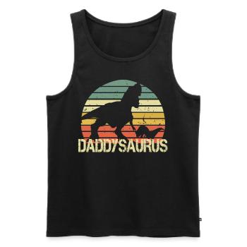 Daddysaurus TRex Vintage Retro Anniversaire du Père - Débardeur bio Premium Homme - noir - Devant - Michal (187cm)