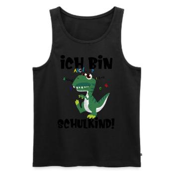 Schulbeginn Einschulung Dino Spruch Schulanfang - Männer Premium Bio Tank Top - Schwarz - Vorne - AI Model Male 178 light (178cm)