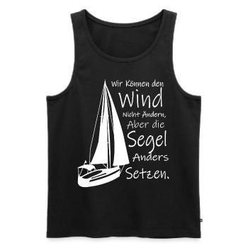 Segeln Segel setzen Wind Boot Kapitän Meer Spruch - Männer Premium Bio Tank Top - Schwarz - Vorne - AI Model Male 178 light (178cm)