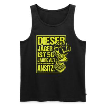 Lustiges Jäger Spruch zum 50 Geburtstag - Männer Premium Bio Tank Top - Schwarz - Vorne - Michal (187cm)