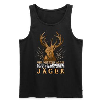 Die Besten Werden Jäger Lustiger Jagd Spruch - Männer Premium Bio Tank Top - Schwarz - Vorne - Michal (187cm)
