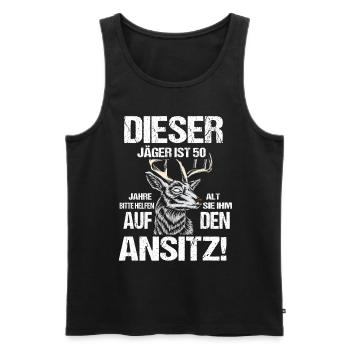 Jäger 50 Geburtstag Lustiger Spruch - Männer Premium Bio Tank Top - Schwarz - Vorne - Michal (187cm)