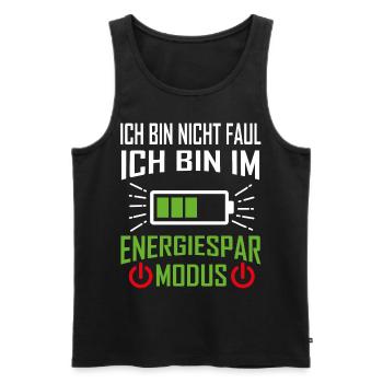 Ich bin nicht Faul - Ich bin im Energiespar Modus - Männer Premium Bio Tank Top - Schwarz - Vorne - AI Model Male 178 light (178cm)