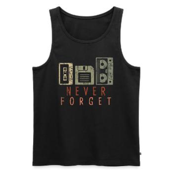 Never Forget Kassette Diskette VHS Videokassette - Männer Premium Bio Tank Top - Schwarz - Vorne - AI Model Male 178 light (178cm)