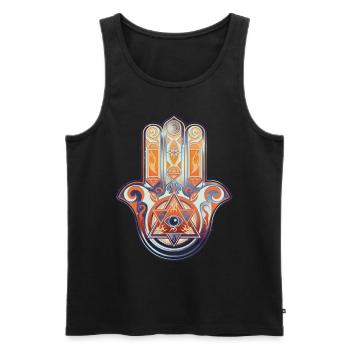 Hamsa hand, fatima, egypt, eye, horus, khamsa, - Men's Premium Organic Tank Top - black - Front - AI Model Male 178 light (178cm)