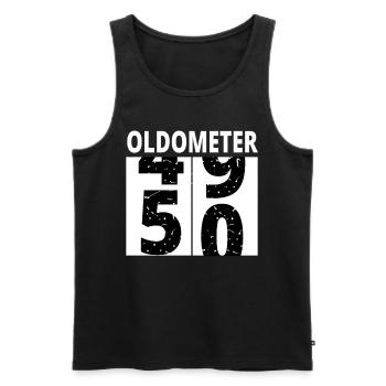 Oldometer birthday 50 funny gift - Men's Premium Organic Tank Top - black - Front - Michal (187cm)
