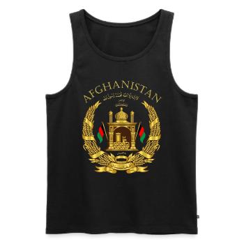 Afghanistan coat of arms with lettering - Men's Premium Organic Tank Top - black - Front - AI Model Male 178 light (178cm)