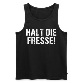 Halt die Fresse - Männer Premium Bio Tank Top - Schwarz - Vorne - AI Model Male 178 light (178cm)