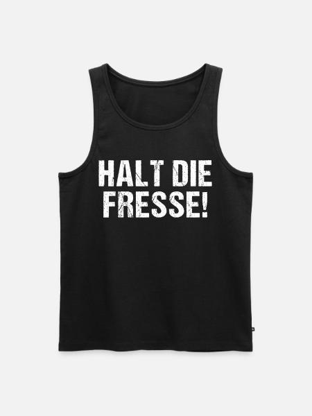Halt die Fresse - Männer Premium Bio Tank Top - Schwarz
