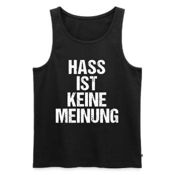 Hass ist keine Meinung | Gegen Rechts - Männer Premium Bio Tank Top - Schwarz - Vorne - Michal (187cm)