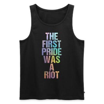 The First Pride was a Riot Parade 50th Anniversary - Männer Premium Bio Tank Top - Schwarz - Vorne - AI Model Male 178 light (178cm)