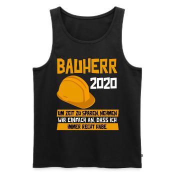 Bauherr 2020 Richtfest Hausbau Rohbau Geschenk - Männer Premium Bio Tank Top - Schwarz - Vorne - Michal (187cm)