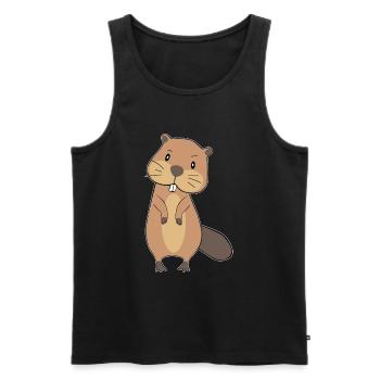 BIEBER - Männer Premium Bio Tank Top - Schwarz - Vorne - AI Model Male 178 light (178cm)