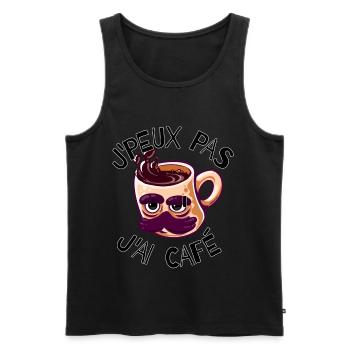 J'peux pas j'ai café cadeaux amateurs du caféine - Débardeur bio Premium Homme - noir - Devant - AI Model Male 178 light (178cm)
