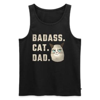 Badass Cat Dad - Männer Premium Bio Tank Top - Schwarz - Vorne - Michal (187cm)