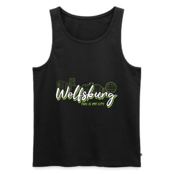 Wolfsburg - My City - - Home - Men's Premium Organic Tank Top - black - Front - AI Model Male 178 light (178cm)