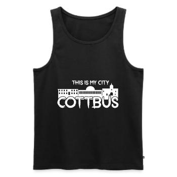 Cottbus - My City - - Home - Men's Premium Organic Tank Top - black - Front - AI Model Male 178 light (178cm)