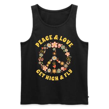 Peace Love 60s 70s hippie costume - Men's Premium Organic Tank Top - black - Front - Michal (187cm)