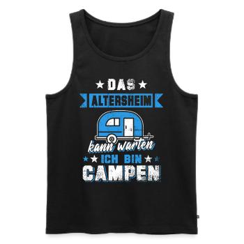 Das Altersheim kann warten ich geh campen - Männer Premium Bio Tank Top - Schwarz - Vorne - Michal (187cm)