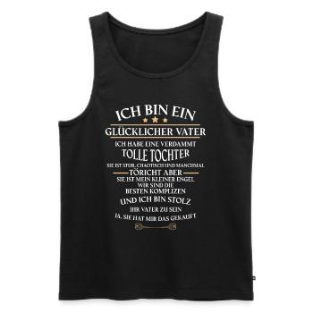Ich bin ein glücklicher Vater - Tolle Tochter! - Männer Premium Bio Tank Top - Schwarz - Vorne - Michal (187cm)