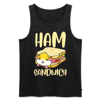 Sandwich au jambon idée cadeau hamster - Débardeur bio Premium Homme - noir - Devant - Michal (187cm)