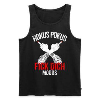 Hokus Pokus Fick Dich Mittelfinger Frauen Tattoo - Männer Premium Bio Tank Top - Schwarz - Vorne - AI Model Male 178 light (178cm)