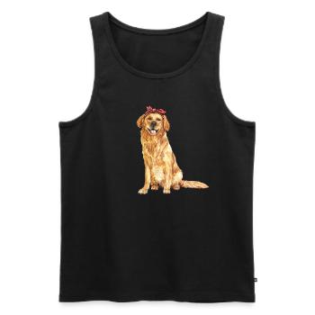 Cadeau de maman chien Golden Golden Retriever doux - Débardeur bio Premium Homme - noir - Devant - Michal (187cm)