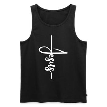 Jesus - Männer Premium Bio Tank Top - Schwarz - Vorne - AI Model Male 178 light (178cm)