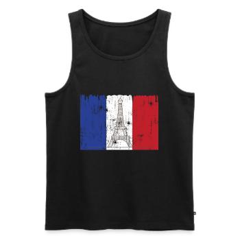Drapeau français Tour Eiffel - Débardeur bio Premium Homme - noir - Devant - AI Model Male 178 light (178cm)