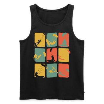 Kite Kiting Vintage Retro Kitesurfen Surf - Männer Premium Bio Tank Top - Schwarz - Vorne - Michal (187cm)