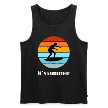 Surf, surf, planche de surf, planche à voile - Débardeur bio Premium Homme - noir - Devant - AI Model Male 178 light (178cm)