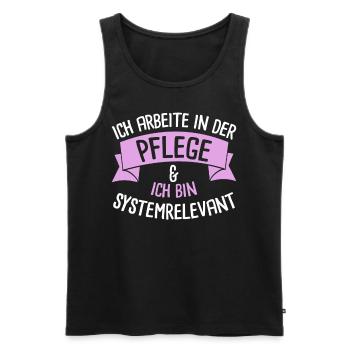 Ich Arbiete In Der Pflege Ich Bin Systemrelevant - Männer Premium Bio Tank Top - Schwarz - Vorne - Michal (187cm)