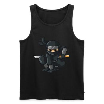 Ninja with katana - Men's Premium Organic Tank Top - black - Front - Michal (187cm)