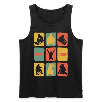 Tobogganing SledGe Retro Vintage - Men's Premium Organic Tank Top - black - Front - AI Model Male 178 light (178cm)