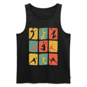 Volleyball Retro Vintage - Männer Premium Bio Tank Top - Schwarz - Vorne - Michal (187cm)