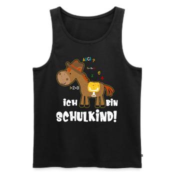 Ich bin Schulkind Einschulung Spruch mit Pferd - Männer Premium Bio Tank Top - Schwarz - Vorne - Michal (187cm)