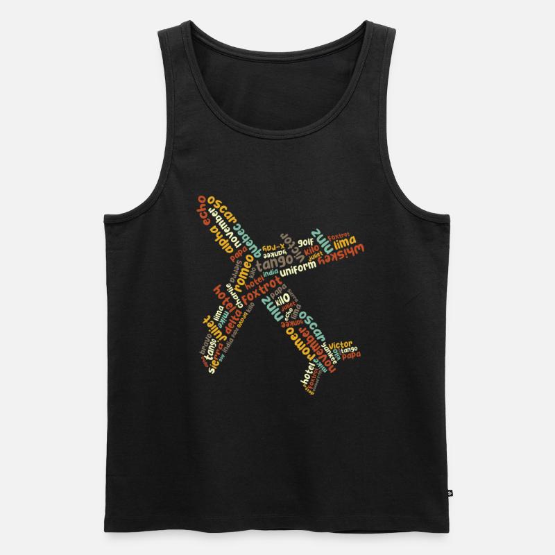 Pilotenalphabet Flugzeug Flieger Piloten - Männer Premium Bio Tank Top - Schwarz