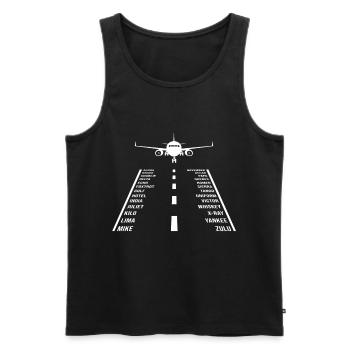 Cadeau de pilote aviateur avion alphabet pilote - Débardeur bio Premium Homme - noir - Devant - Michal (187cm)