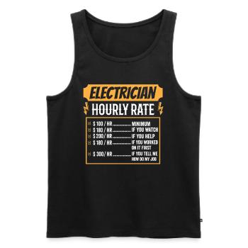 Electrician Hourly Rate Funny Gift - Men's Premium Organic Tank Top - black - Front - Michal (187cm)