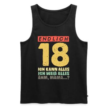 Geburstag 18 ich kann alles weiß alles endlich 18 - Männer Premium Bio Tank Top - Schwarz - Vorne - Michal (187cm)