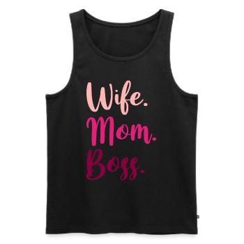 Wife Mom Boss Mama der wahre Chef Frauenpower - Männer Premium Bio Tank Top - Schwarz - Vorne - Michal (187cm)