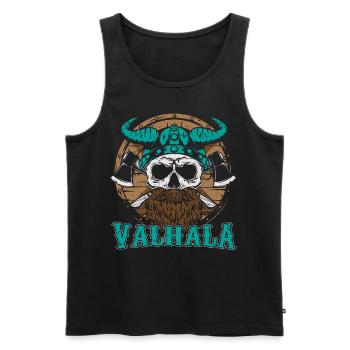Valhala Viking - Cadeau de tatouage de tête de viking de hache - Débardeur bio Premium Homme - noir - Devant - AI Model Male 178 light (178cm)