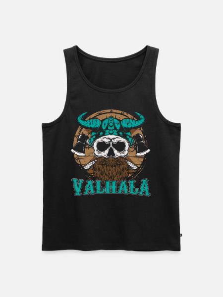 Valhala Viking - Axe Viking hoofd Tattoo Gift - Mannen Premium Bio Tanktop - zwart