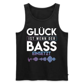Glück ist wenn der Bass einsetzt Goa Techno Dubst - Männer Premium Bio Tank Top - Schwarz - Vorne - AI Model Male 178 light (178cm)