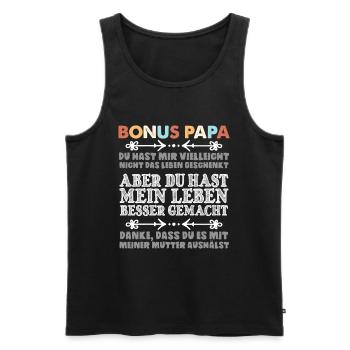 Geschenkidee für Bonuspapa Ziehpapa Stiefpapa - Männer Premium Bio Tank Top - Schwarz - Vorne - Michal (187cm)